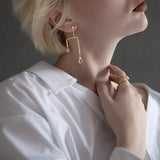 Water Pipe Earrings with Zirconia, Glaze & Pearl Drops