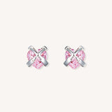 Rose Pink Zircon Heart Earrings