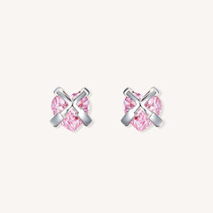 Rose Pink Zircon Heart Earrings