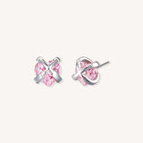 Rose Pink Zircon Heart Earrings