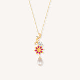 Star Anise Pearl Pendant Necklace