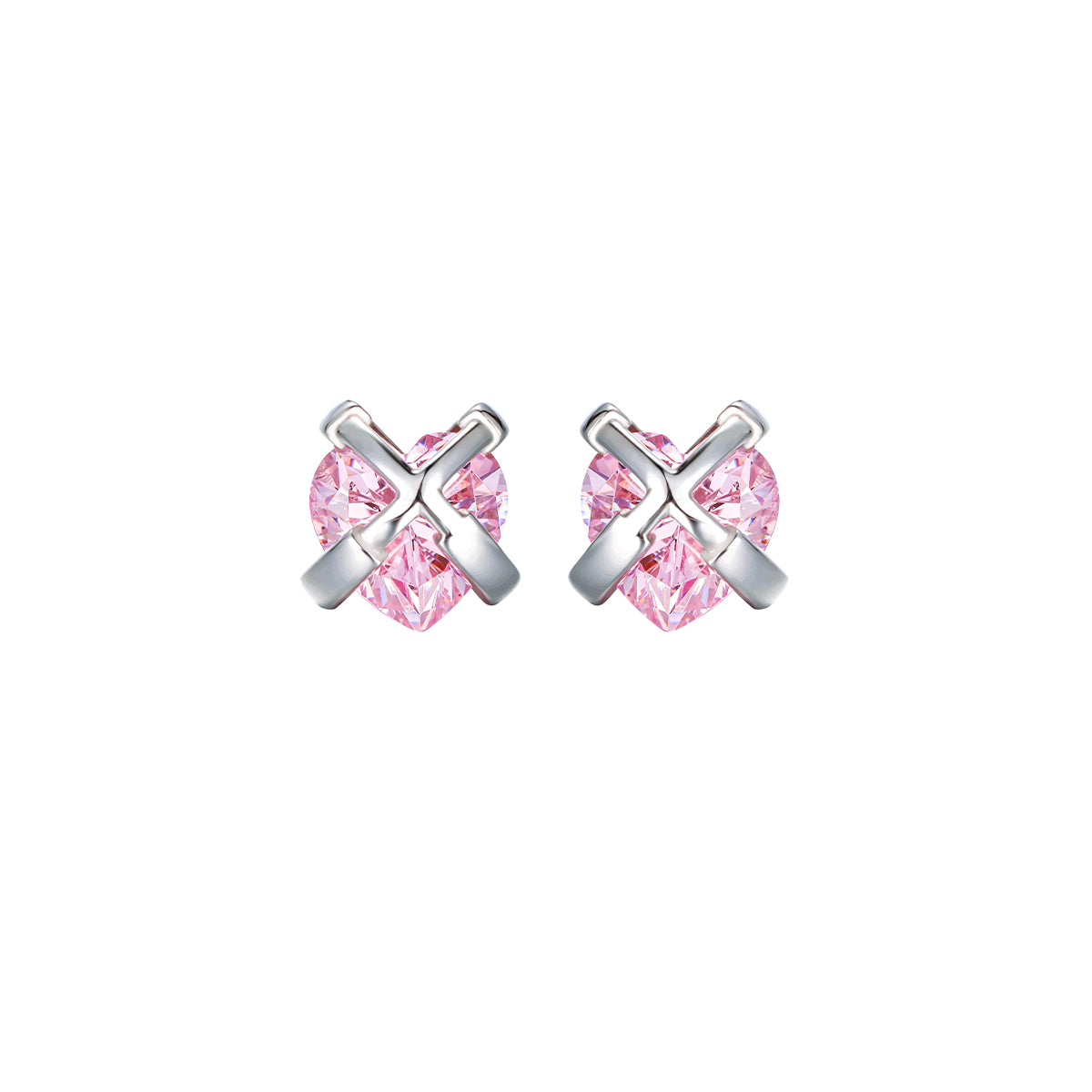 Rose Pink Zircon Heart Earrings