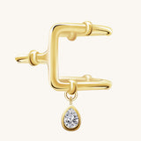 Water Pipe Design Ring With Dangling Water Droplet Zirconia